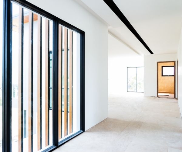Bright white smooth interior wall